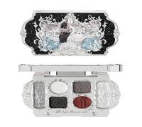 KINDLUME Paleta Sombras de Ojos 6 Colores, Serie Swan Ballet con Relieve de Cisne en Tono Frío Rojo Azul Gris, 4 Mate & 2 Brillantes, Textura Cremosa Super Pigmentada para Maquillaje de Ojos