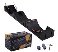KINDLUME Pista Skate Dedos, Skate Park Fingerboard, Finger Skate Tech Deck, Set de Parque Modular con 6 Rampas y Herramienta, para Trucos, Juego Educativo, Regalo Niños