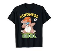 Kindness Is Cool Dabbing Bear Positividad Volver a la Escuela Diversión Camiseta gráfica económica, Hombre, Negro, S
