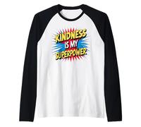 Kindness is My Superpower Anti Bullying Be Kind Comic Kids Camiseta Manga Raglan