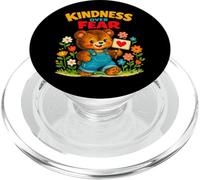 Kindness Over Fear Cute Bear in Overol Retro Graphic PopSockets PopGrip para MagSafe