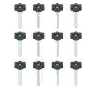 KINDPMA 12 Tornillos de Cabeza Moleteada de Plástico en Forma de Estrella M6 x 40 mm con Mango, Tornillos de Cabeza de Estrella para Máquinas Herramientas, Equipos Mecánicos, Decoración de Muebles