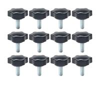 KINDPMA 12 Tornillos de Cabeza Moleteada de Plástico en Forma de Estrella M8 x 20 mm con Mango, Tornillos de Cabeza de Estrella para Máquinas Herramientas, Equipos Mecánicos, Decoración de Muebles