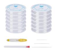 KINDPMA 2 Carretes Elastico Hilo de Joyería Transparente 0,8 mm x 90 m Banda de Goma para Pulseras Cordón de Nailon Banda Elástica Hilo de Cuentas Cinta de Nailon para Fabricación de Joyas