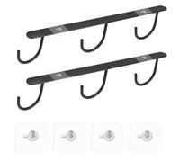 KINDPMA 2 Piezas Soporte Colgante para Tazas, Soporte para Colgar Tazas 3 Ganchos con 4 Tornillos Adhesivos sin Taladrar