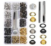 KINDPMA 200pcs Ojetes Metalicos 6MM Ojales Metalicos Kit de Herramienta de Ojetes Ojal de Latón Ojales para Lonas Toldos Ropa Cortinas Scrapbooking Kit de Ojetes de Metal con Caja de Almacenamiento