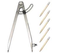 KINDPMA 6 Piezas Compás de Marcar Brújula Geométrica 20cm Brújula Profesional Divisor de Ala con Lápices para Círculos Rasguño de Cuero
