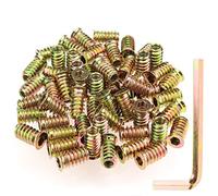 Kindroufly Insertos roscados de 1/4 "-20 x 20 mm, insertos de tuerca, insertos de madera, acero al carbono chapado en zinc, insertos roscados 1/4-20 con llave hexagonal para tornillo de muebles de madera, total 41 piezas