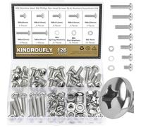 Kindroufly Juego de 126 tornillos de cabeza plana Phillips M6 x 8/10/12/16/20/25/30 mm, kit surtido de tuercas de acero inoxidable 304, rosca totalmente a máquina