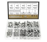 Kindroufly Juego de 148 tornillos de cabeza avellanada Phillips M6 x 8/10/12/16/20/25/30 mm, kit surtido de tuercas de acero inoxidable 304, rosca totalmente a máquina
