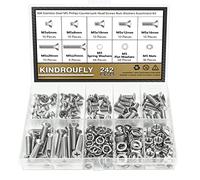 Kindroufly Juego de 242 tornillos de máquina Phillips de cabeza avellanada M5 x 6/8/10/12/16/20/25 mm, kit surtido de tuercas de acero inoxidable 304, rosca totalmente a máquina