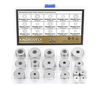 Kindroufly Juego de 270 arandelas planas grandes de 15 tamaños, surtido de arandelas planas de acero inoxidable 304, arandelas planas, kit surtido de arandelas de metal (M3, M4, M5, M6, M8, M10, M12)