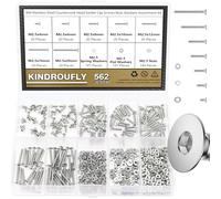 Kindroufly Juego de 562 tornillos de cabeza avellanada M2.5 x 4/6/8/10/12/16/20 mm, kit surtido de tuercas, arandelas, acero inoxidable 304, rosca totalmente a máquina