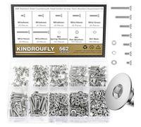 Kindroufly Juego de 562 tornillos de cabeza avellanada M3 x 4/6/8/10/12/16/20 mm, kit surtido de tuercas, arandelas, acero inoxidable 304, rosca totalmente a máquina