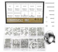 Kindroufly Juego de 562 tornillos de cabeza de botón M2 x 4/6/8/10/12/16/20 mm, kit surtido de tuercas, arandelas, acero inoxidable 304, rosca totalmente a máquina