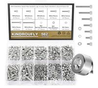 Kindroufly Juego de 562 tornillos de cabeza hexagonal M3 x 4/6/8/10/12/16/20 mm, kit surtido de tuercas, arandelas, acero inoxidable 304, rosca totalmente a máquina