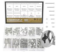 Kindroufly Juego de 562 tornillos de cabeza plana Phillips M2.5 x 4/6/8/10/12/16/20 mm, kit surtido de tuercas de acero inoxidable 304, rosca totalmente a máquina