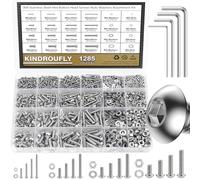 Kindroufly Kit surtido de tornillos M2 M3 M4 M5, tornillos y arandelas M5, juego de tornillos métricos, tornillos y tuercas, tornillos de máquina, rosca completamente a máquina (plata, kit de tornillos de casquillo de cabeza de botón)
