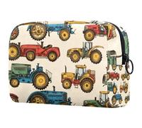 Kinds of Farm Tractors - Bolsa de cosméticos para mujer, neceser de viaje, bolsa organizadora de maquillaje grande con cremallera, multicolor, 18.5x7.5x13cm/7.3x3x5.1in, Neceser
