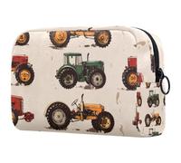 Kinds of Farm Tractors - Bolsa de cosméticos para mujer, neceser de viaje, bolsa organizadora de maquillaje grande con cremallera, multicolor, 18.5x7.5x13cm/7.3x3x5.1in, Neceser