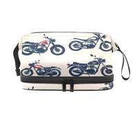 Kinds of Motorcycles - Bolsa de cosméticos de doble capa para mujeres y niñas, neceser de viaje, bolsa organizadora de maquillaje con compartimento para cepillos, multicolor, 27x15x14 cm/10.6x5.9x5.5