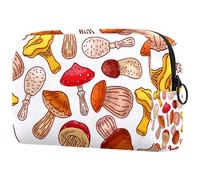 Kinds of Mushrooms - Bolsa de cosméticos para mujer, bolsa organizadora de maquillaje grande con cremallera, multicolor, 18.5x7.5x13cm/7.3x3x5.1in, Neceser