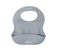 Kindsgut Babero de silicona, Ayuda de Mesa, con bandeja recogegotas para bebés y niños pequeños, colores sutiles y modernos, sin BPA, gris oscuro