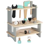 Kindsgut Banco de Trabajo de Madera, Divertido para Construir, atornillar y martillear, diseño Sencillo y Colores sutiles, Juguete de motricidad, para niños