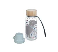 Kindsgut Botella de Agua Infantil Tritan 400 ml, Bambú, Perro Salchicha | Cantimplora antigoteo y resistente desde 2 años, boquilla y correa de silicona, guardería, colegio y viaje, lavado a mano