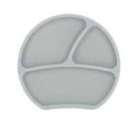 Kindsgut Plato de silicona para aprender a comer, buen agarre y antideslizante gracias a la ventosa, libre de BPA y aprobado por la FDA, gris perla