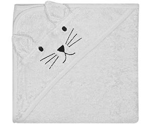 Kindsgut Toalla con Capucha Gato Hecha de 100% algodón Certificado, acogedora y Suave para bebés y niños pequeños, Ideal para casa o para Llevar, Gris