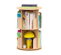 Kinembold Estantería giratoria pequeña, estantería giratoria de 2 niveles, exhibición de 360 grados, estantería giratoria estrecha, estantería de pie para dormitorio de niños, sala de estar