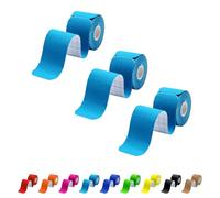 Kinesiology Tape Precut 3 Rolls-Athletic Sports Tape for Muscle & Joints-Physical Therapy Tape for Knee,Ankle,Shoulder,Plantar Fasciitis- Latex Free and Water Resistant-60 Strips, Blue