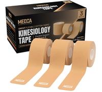 Kinesiology Tape Rolls - Pack de 3 (2 pulgadas x 16 pies / 5 cm x 5 m) - Latex-Free, Breathable Cotton - Strong Adhesive for Muscle & Joint Support - Water-Resistant & Sweatproof for Sports & Recovery