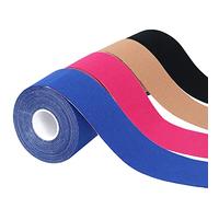 Kinesiotapes - Juego de 4 cintas elásticas para deportes y fisioterapia, cinemática, impermeable, para rodilleras, hombros y elbows, cinta de refuerzo muscular (5 m x 5 cm)