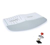 KINESIS mWave - Teclado ergonómico silencioso para Mac (blanco) | Interruptores mecánicos lineales silenciosos | Bluetooth y USB | Programable | Retroiluminado | Modificadores y teclas de acceso