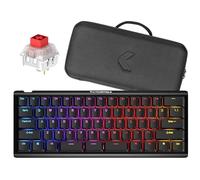 KINESIS Teclado mecánico Gaming TKO | Interruptores rojos lineales | Diseño del 60% | Barra espaciadora dividida | Intercambio en caliente | Teclas PBT | Cuerpo de aluminio | Estuche de viaje SF Shock