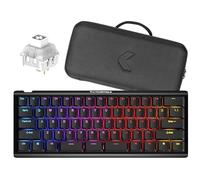 KINESIS Teclado mecánico TKO para juegos,Interruptores blancos Clicky,Diseño del 60%,Barra espaciadora dividida,Hotswap,Teclas PBT,Cuerpo de aluminio,Estuche de viaje SF Shock Edición Limitada