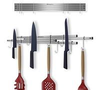 KINESISRACK Soporte magnético para cuchillos de pared de 40,6 cm hasta 76,2 cm extendido. Nueva generación de estante magnético para cuchillos con 10 ganchos, organizador de utensilios de cocina. 4