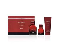 Kinetic by Tumi - Juego de regalo de 3 piezas de spray EDP de 3.4 onzas, spray EDP de 1 onza, gel corporal de 6.7 onzas