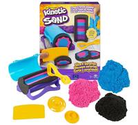 KINETIC SAND - ARENA MÁGICA - SLICE N' SURPRISE - 383g de Arena Negra, Rosa y Azul y 7 herramientas - Kit Manualidades Niños - 6063482 - Juguetes Niños 3 Años +