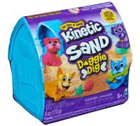 Kinetic Sand Caseta para perros - con 170 g de arena mágica de playa, 1 figura de perro y accesorios para diversión creativa en interiores de arena, para niños a partir de 3 años
