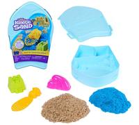 Kinetic Sand, Estuche Surf 'N Sand Paradise con caja de almacenamiento en forma de tabla de surf, 283 g de arena de modelar, 3 moldes e herramientas, juguete sensorial creativo para niños a partir de