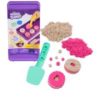 Spin Master - Kit Kinetic Sand Caja de Galletas, 227 g arena rosa y marrón, 2 moldes y 1 herramienta