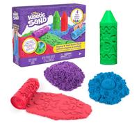 Kinetic Sand, Set de Ceras Stamp N' Roll con 340 g de Arena Morada, Verde, Azul y roja, Juguetes para niños pequeños, Juguetes de Manualidades para niños y niñas a Partir de 3 años