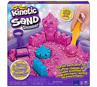 Kinetic Sand | Castillo de Arena Shimmer | Arena cinética 454 gr | Arena mágica | Arena Colorida con Purpurina Rosa | 3 Accesorios y Bandeja incluidos | Juguetes para niños y niñas de 3 años