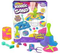 Kinetic Sand, Squish N' Create con 382 g de Arena de Juego Azul, Amarilla y Rosa, 5 Herramientas, Juguetes sensoriales para niños a Partir de 3 años