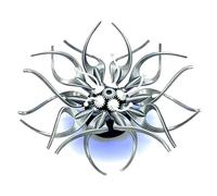 Kinetic sculpture desktop, RGB LED Spiral Flowers Lamp, Mechanical Preservative Flowers Ornaments, Dimmable, with Remote Control, Visual Art Silver Flowers, for Office, Game Room Decorations