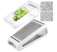 KineticKraft Rayadores para Cocina,22cm x 13.5cm x 9cm Rallador de Queso con Recipiente,Anticorrosión,Desmontable,Rallador Tomate para Queso,Verduras,Tomate,Zanahoria,Trufa (Color Blanco)