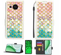 Kinetijy Funda Compatible para Sharp Aquos Sense 7 Plus 5g Funda Case Carcasa Soporte [con lámina Protectora HD de dureza 9H] [Bloqueo RFID][Purpurina Dorada + Brillante] LPT-YL